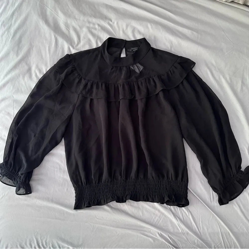 NWT! Ann Taylor Ruffle Flowy Peasant Blouse - Picture 3 of 9